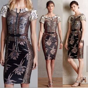Anthropologie Byron Lars Beguile Floral Brocade Embroidered Sheath Dress,  4P